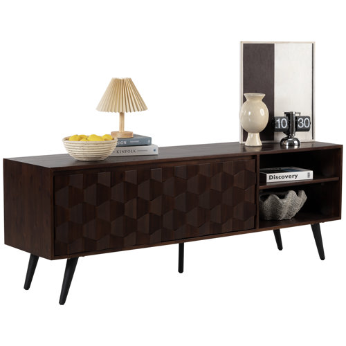 Corrigan Studio® Solid Wood TV Stand Fully Assembled, Media